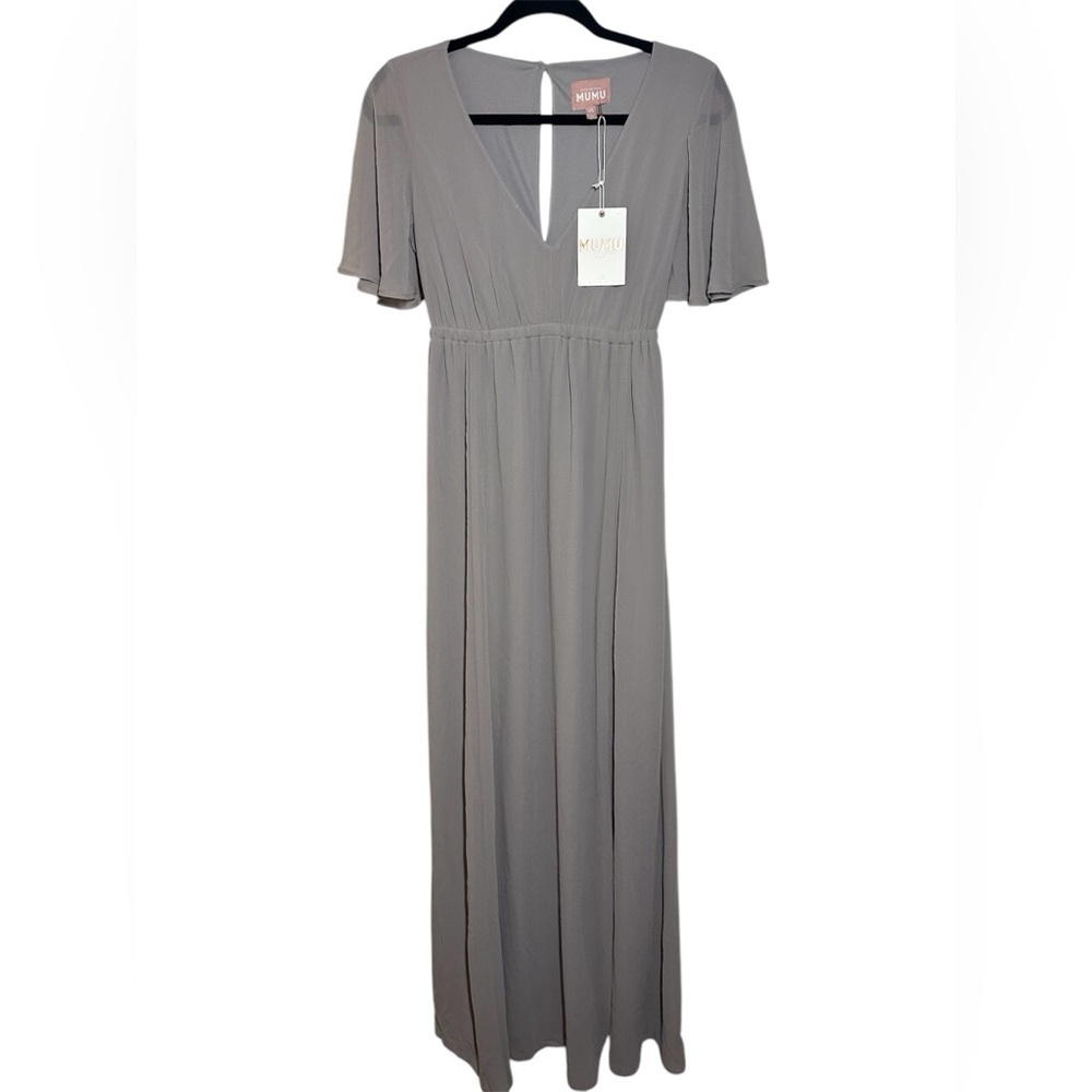 Show Me Your MuMu Dress Emily Empire Dove Grey Chiffon Bridesmaids Women Size XS